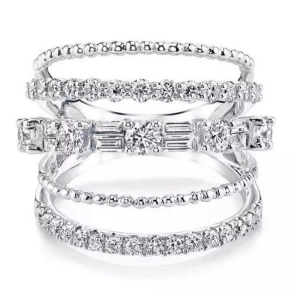 NEW 925 Sterling Silver Diamond Multi Band Ring, cute Ring, shiny Ring. - Picture 4 of 6